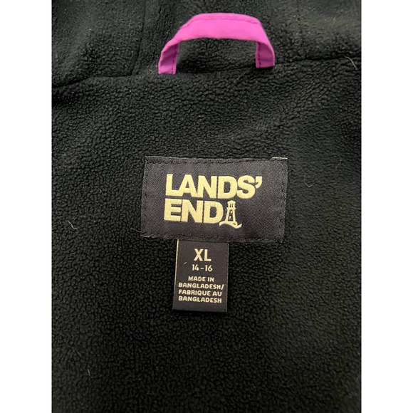 Lands End Girls Squall Waterproof Parka Purple Lined Jacket XL 14-16 524565 - Picture 8 of 11